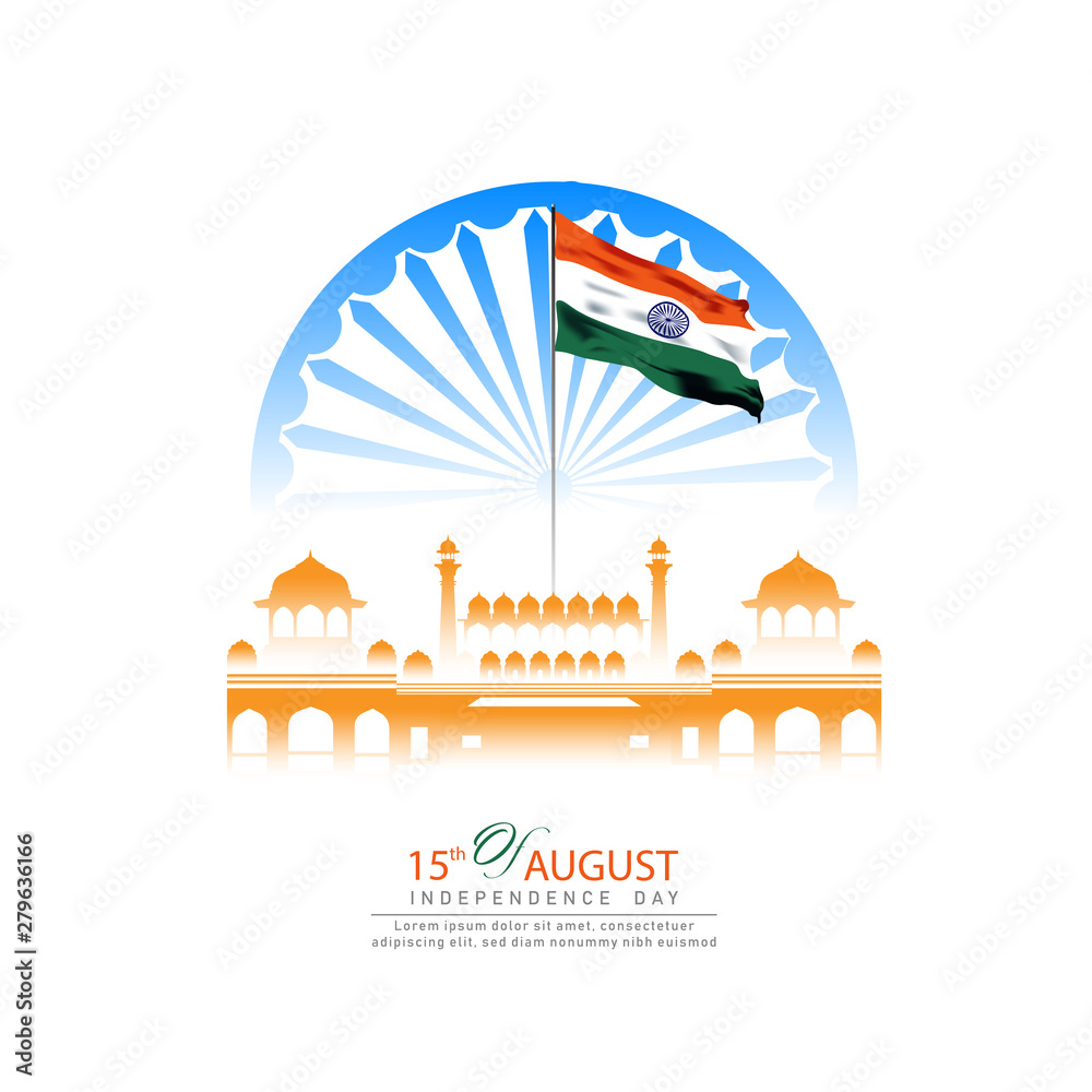 15 August- innovative illustration of Famous Indian monument and ...
