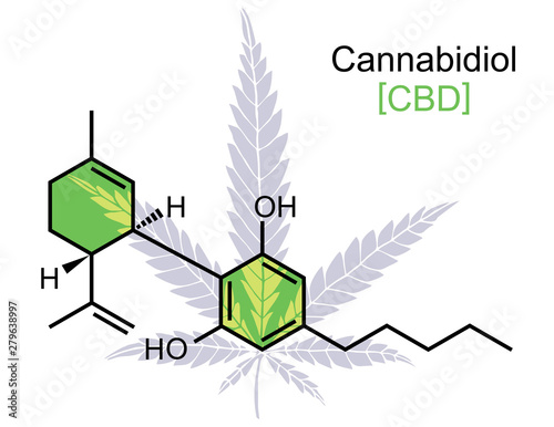 CBD Molecule on White