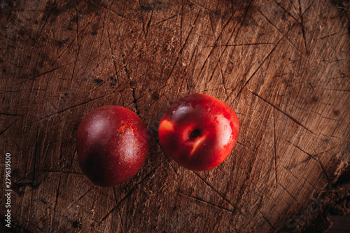 ripe sweet nectarine on a wooden background