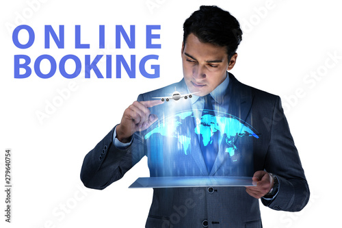 Concept of online air travel booking photo