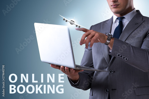 Concept of online air travel booking photo