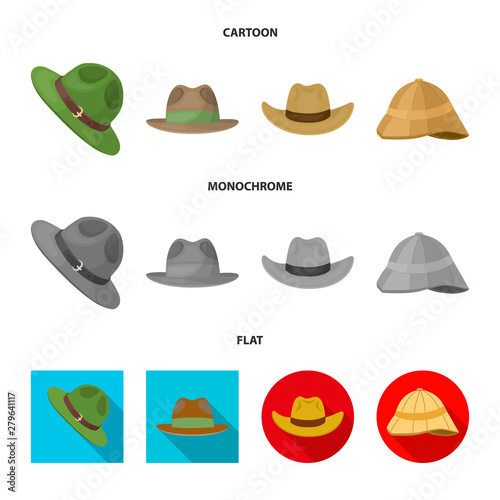 Vector illustration of hat and cap logo. Set of hat and model stock vector illustration.