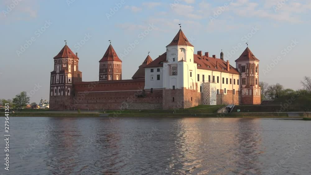 Medieval Mir castle, April evening. Byelorussia Medieval Mir castle, April evening. Byelorussia