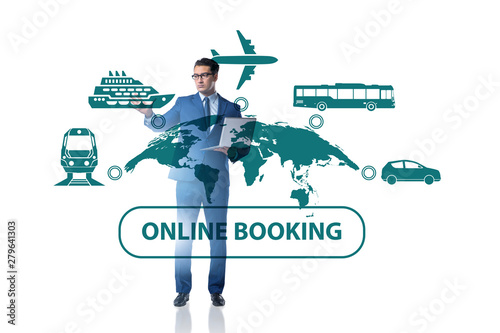 Concept of online booking for trip photo