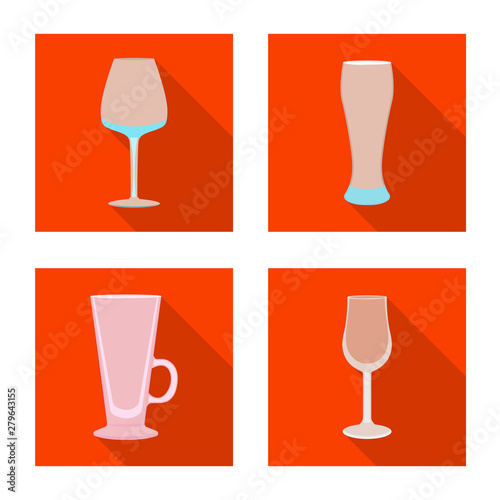 Vector design of drinks and restaurant sign. Set of drinks and celebration vector icon for stock.