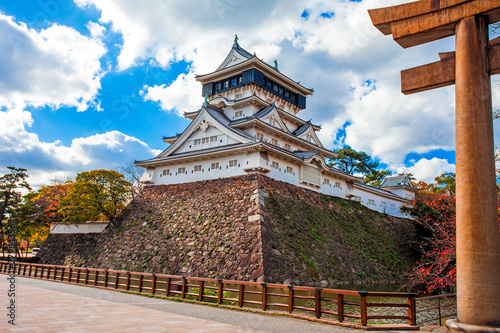 Kokura Castle was built by Hosokawa Tadaoki in 1602,Historical building.Kokura Castle is a Japanese castle in Kitakyushu, Fukuoka Prefecture, Japan. With colorful leaves and blue sky.