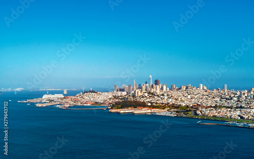 Downtown San Francisco aerial view of skyscrapers