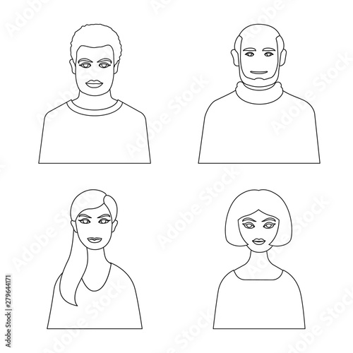 Vector illustration of character and avatar sign. Collection of character and person vector icon for stock.