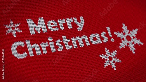 Christmas knitted background with snowflake on a red background