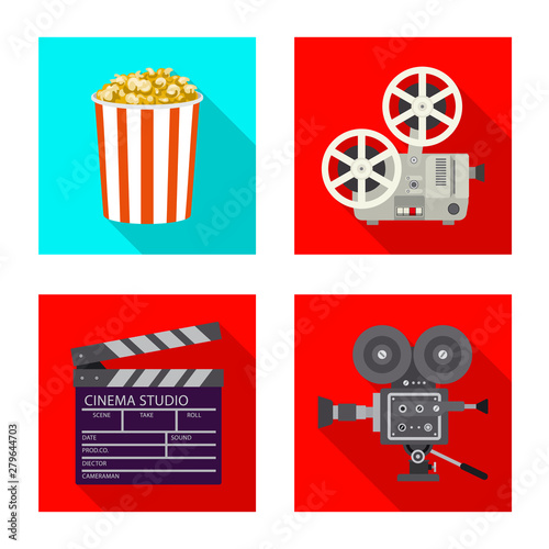 Vector design of television and filming symbol. Set of television and viewing stock vector illustration.