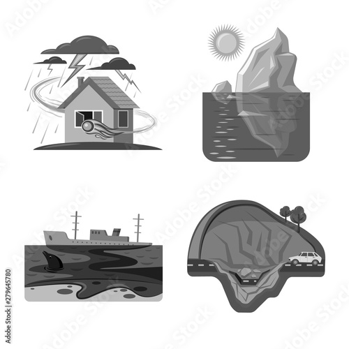 Vector illustration of natural and disaster sign. Set of natural and risk stock symbol for web.