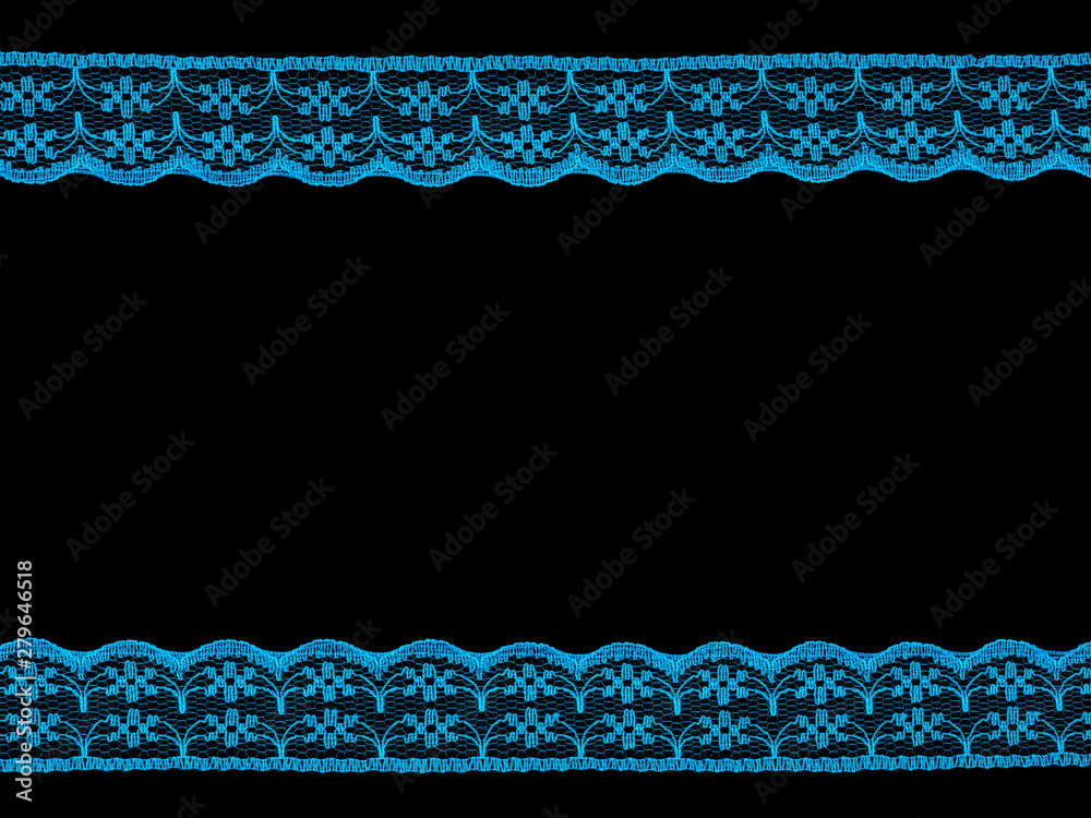 Blue laces on black background. Lacework concept Blue laces on black background. Lacework concept