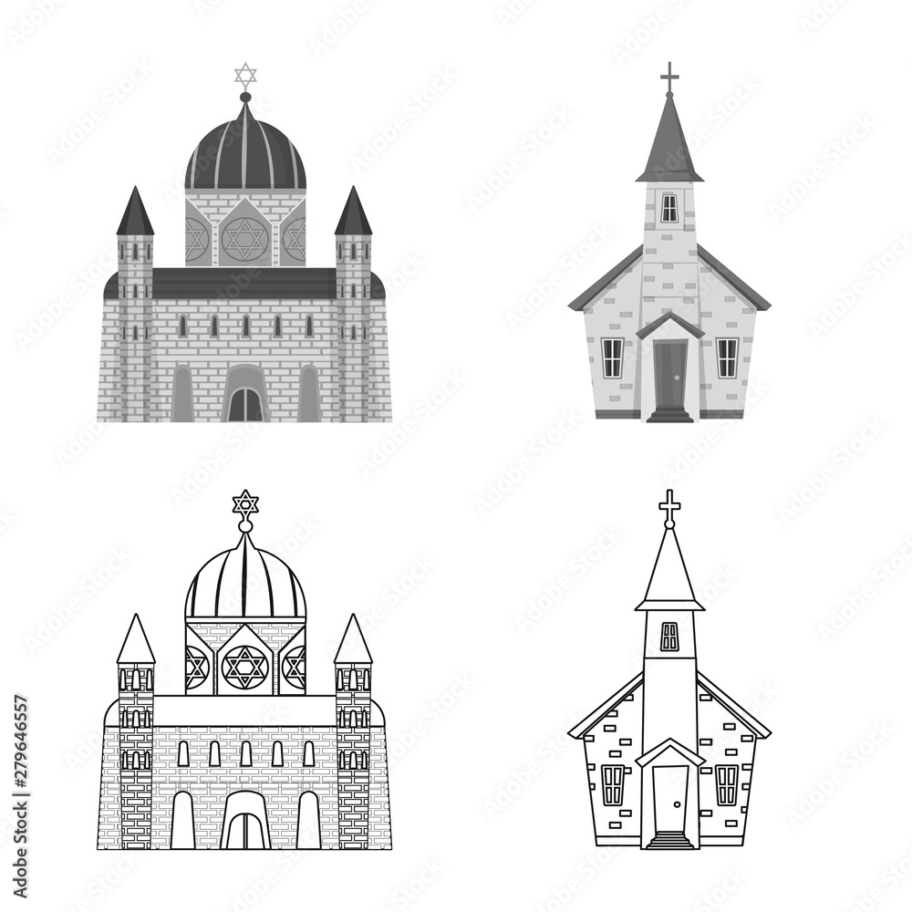 Vector design of cult and temple symbol. Collection of cult and parish vector icon for stock.