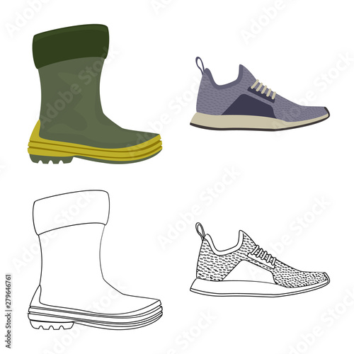 Isolated object of shoe and footwear sign. Collection of shoe and foot stock vector illustration.
