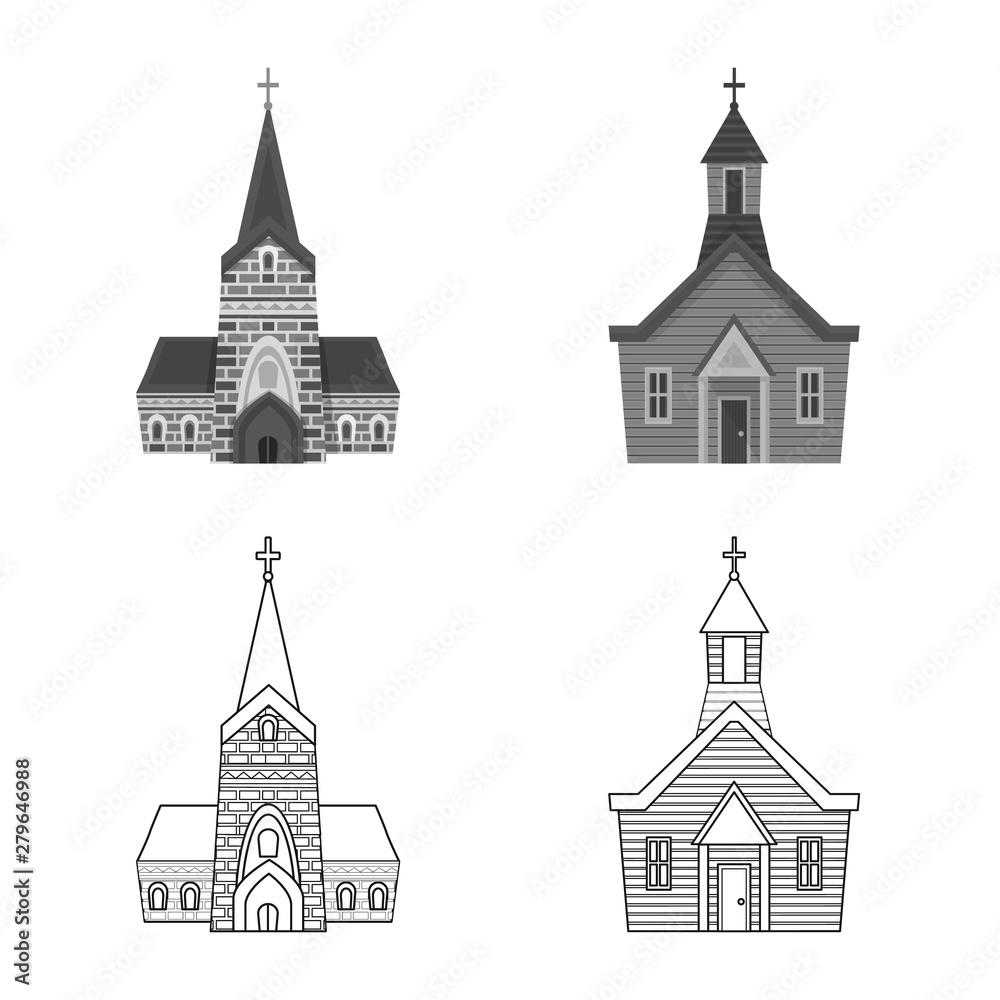 Fototapeta premium Isolated object of cult and temple symbol. Set of cult and parish stock symbol for web.