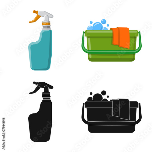 Vector design of cleaning and service icon. Collection of cleaning and household vector icon for stock.