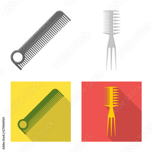 Vector illustration of brush and hair logo. Set of brush and hairbrush stock symbol for web.
