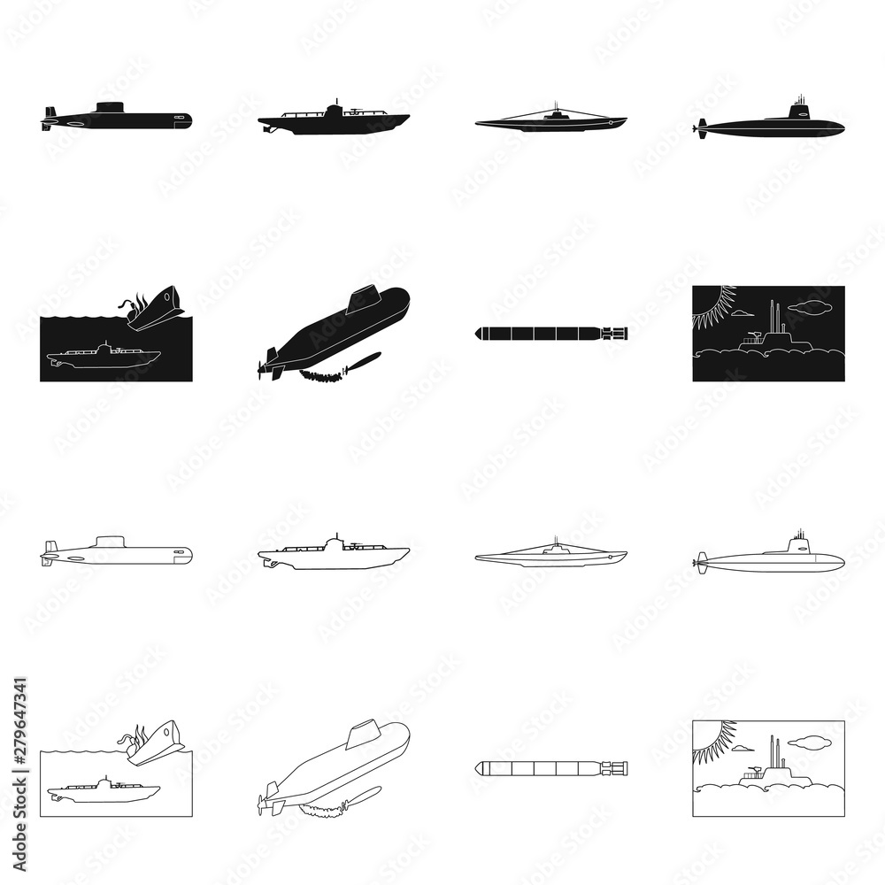 Vector design of war and ship sign. Collection of war and fleet stock vector illustration.
