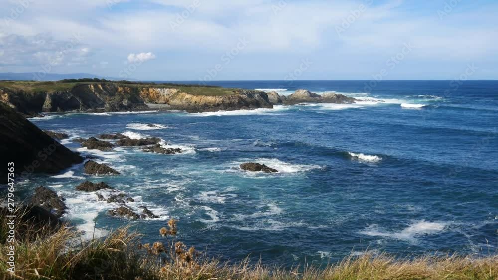 Wild Atlantic Ocean Coast with Rocks and Sand of Nordic Style Nature Environment at the North of Spain Wild Atlantic Ocean Coast with Rocks and Sand of Nordic Style Nature Environment at the North of Spain