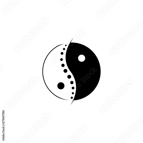chinese yin and yang chiropractic logo spine spinal care vector icon illustration