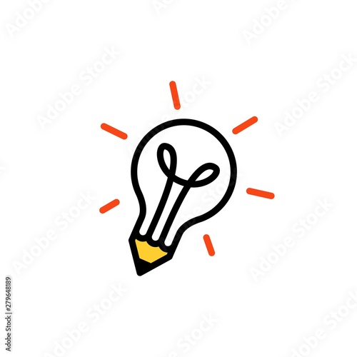 pencil bulb lamp idea think creative logo vector icon illustration