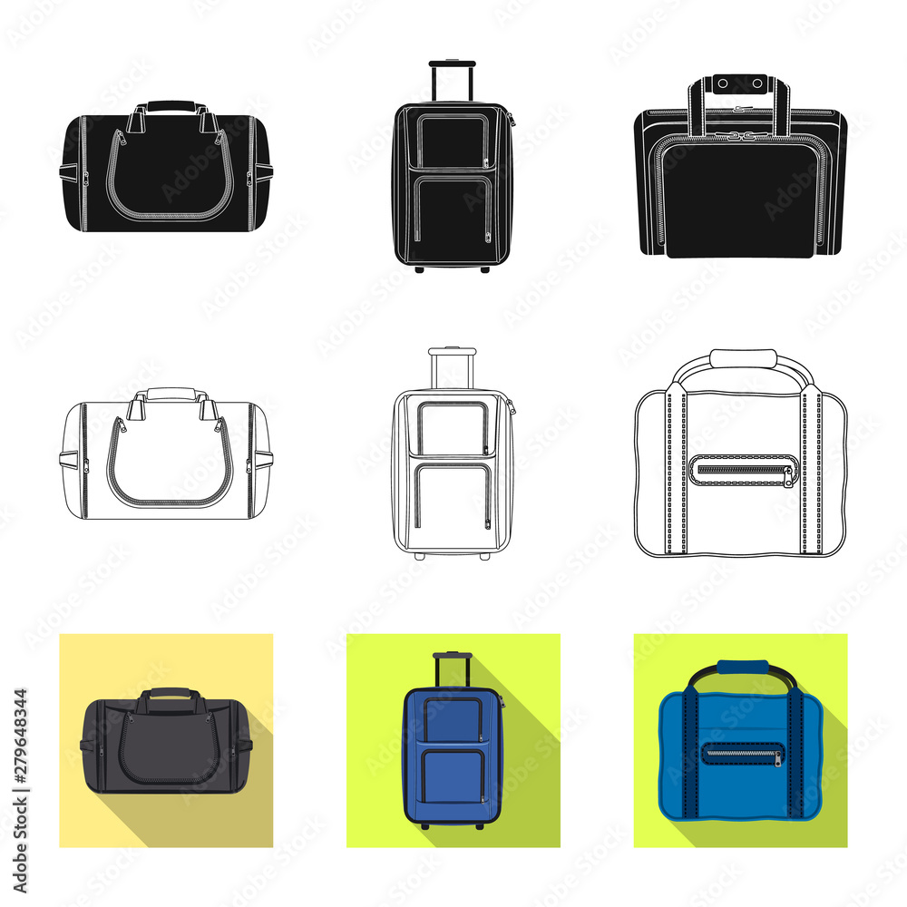 Isolated object of suitcase and baggage sign. Collection of suitcase and journey vector icon for stock. Isolated object of suitcase and baggage sign. Collection of suitcase and journey vector icon for stock.