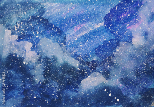 Galaxy Blue Sky Watercolor Background