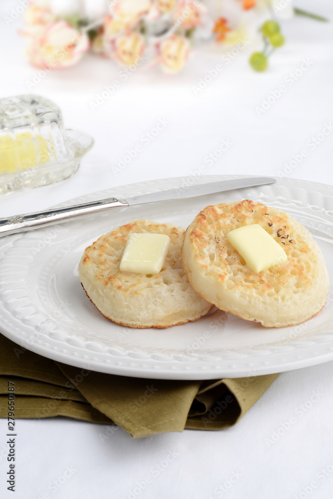 english crumpets with butter