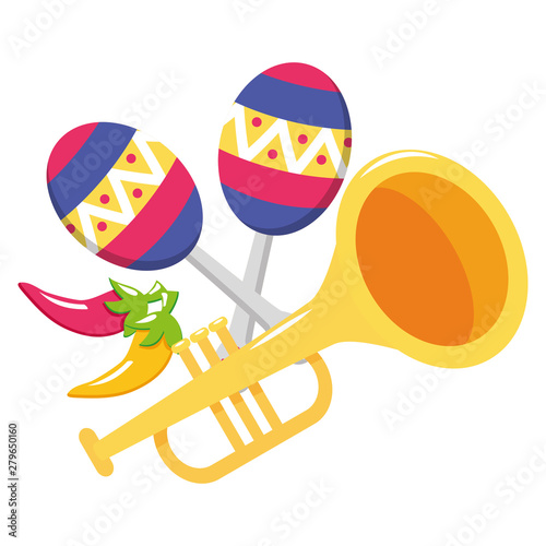 trumpet and maracas musical instruments