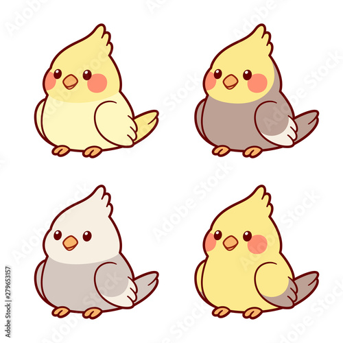 Cartoon cockatiel color mutations photo