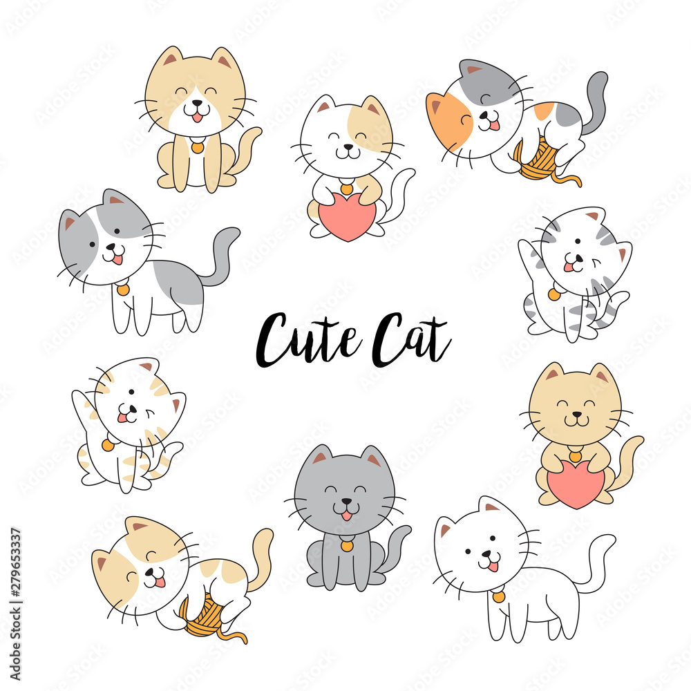 Hand drawn cute cat collection Hand drawn cute cat collection