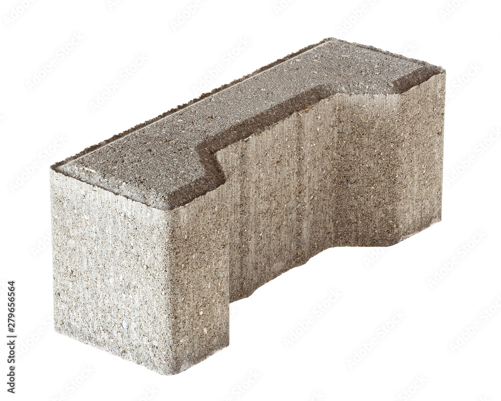 Half of the figured paving slabs are made for the convenience of the smooth edge of the pavement. Studio frame isolated on white background. Half of the figured paving slabs are made for the convenience of the smooth edge of the pavement. Studio frame isolated on white background.