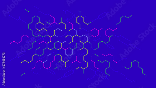 Digital geometric hexagon elements abstract background