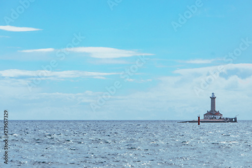 lighthouse it island in sea horizon view seascape