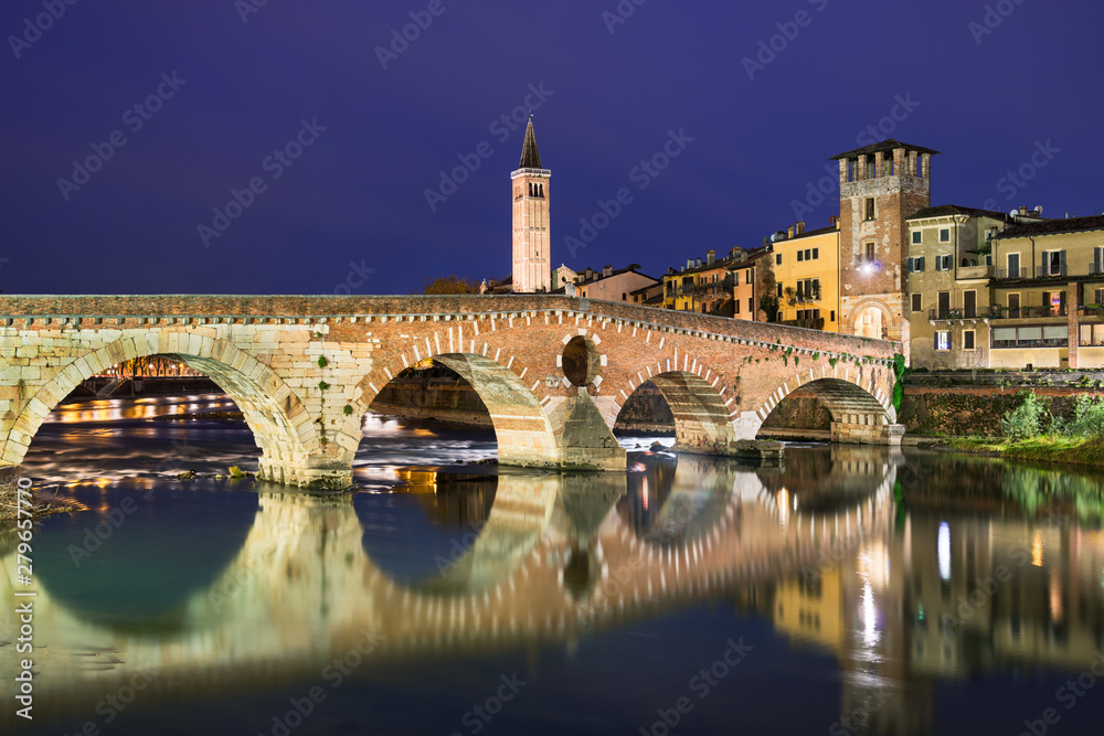 Bridge Ponte Pietra in Verona, Italy