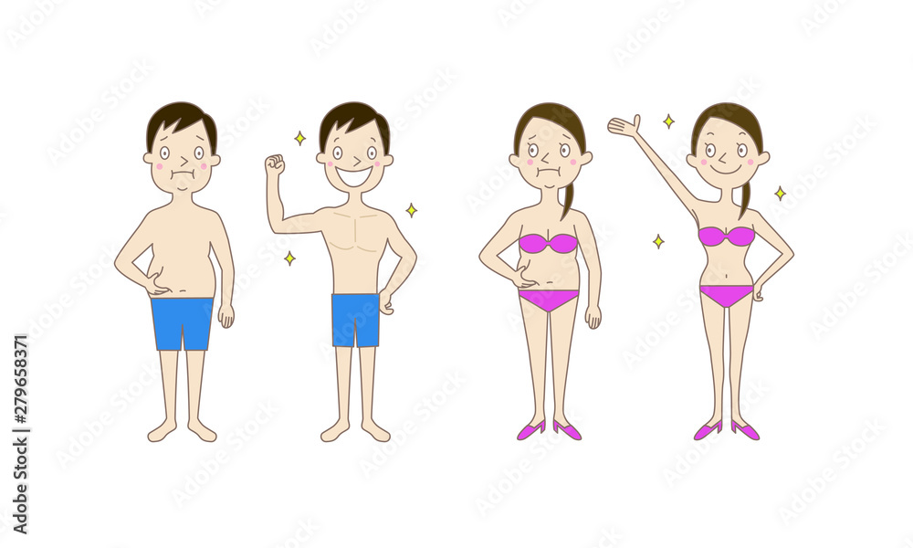 イラスト:ダイエットのビフォーアフター イラスト:ダイエットのビフォーアフター
