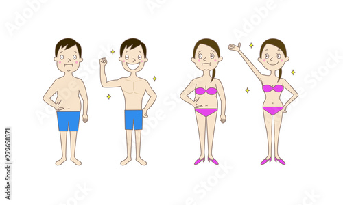 イラスト：ダイエットのビフォーアフター