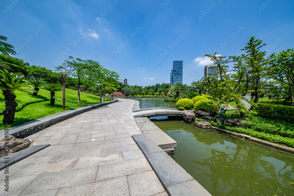 Scenery of Lake View in Qiandeng Lake Park, Foshan City, Guangdong Province, China