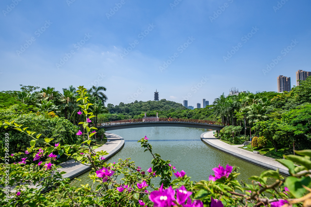 Scenery of Lake View in Qiandeng Lake Park, Foshan City, Guangdong Province, China