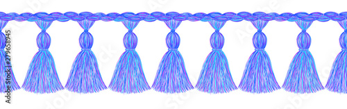 Tassel pattern. Fringe border. Trim. Sewing. Trendy fashion design. Sketch. Clothes decoration. Ethnic. Folk. Vintage. Boho style. Multicolor.