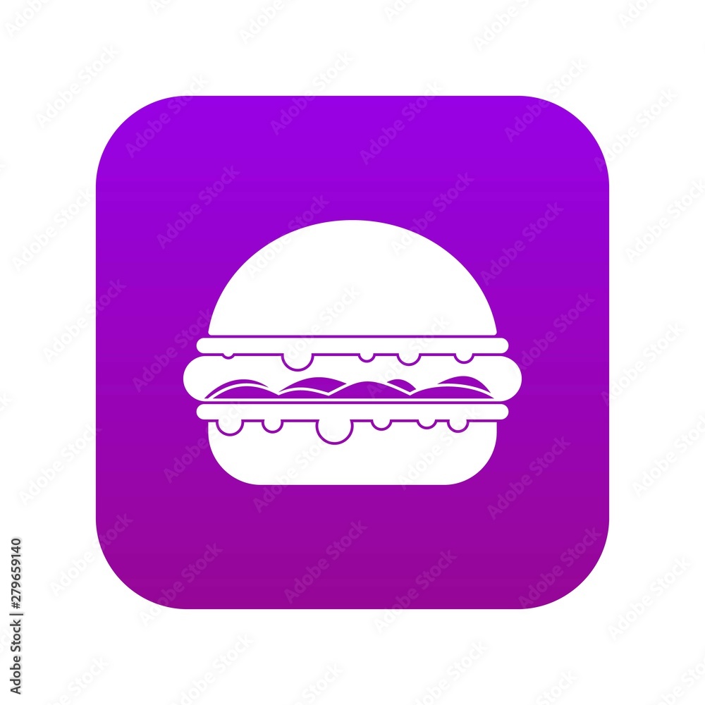Burger icon digital purple for any design isolated on white vector illustration Burger icon digital purple for any design isolated on white vector illustration