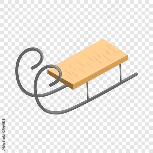 Wooden sled icon in cartoon style isolated on background for any web design