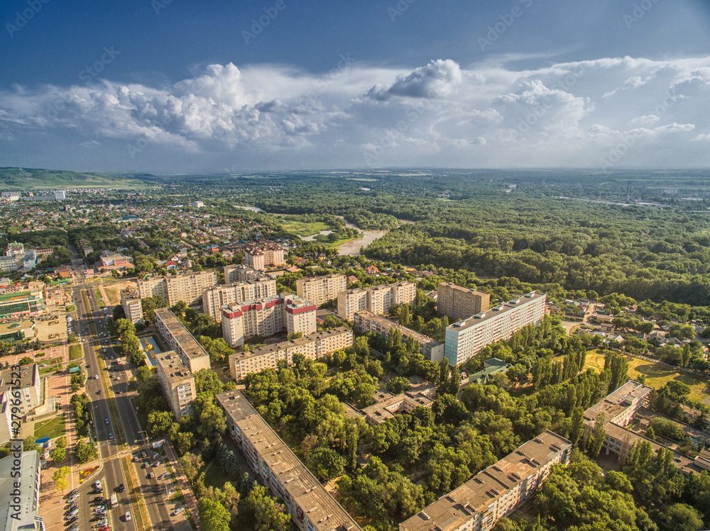 Downtown Nevinnomyssk. Russia, the Stavropol region. View from the height.