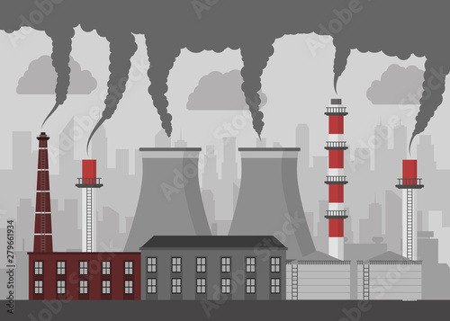 Environment pollution. Colored illustration. Vector.
