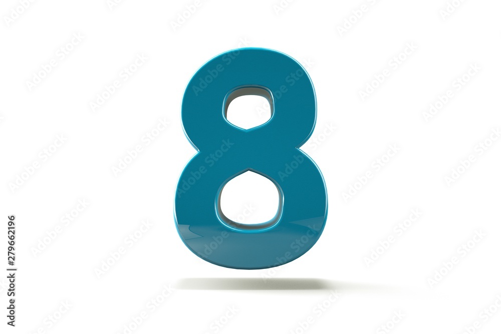 3D number with white background,number 8 3D number with white background,number 8