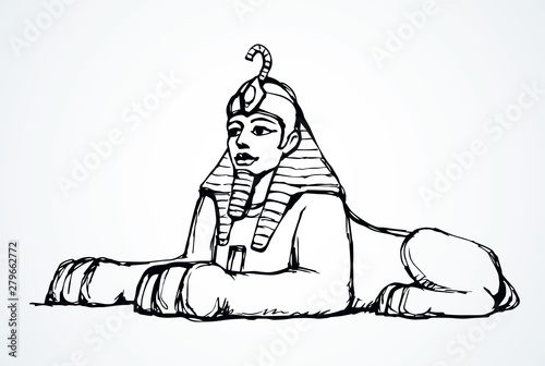Egyptian sphinx. Vector pen drawing