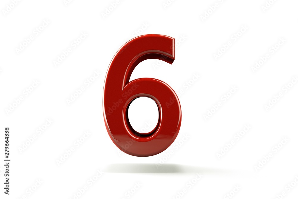 3D number with white background,number 6 3D number with white background,number 6