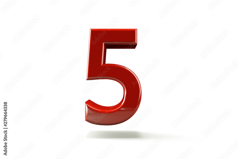 3D number with white background,number 5 3D number with white background,number 5