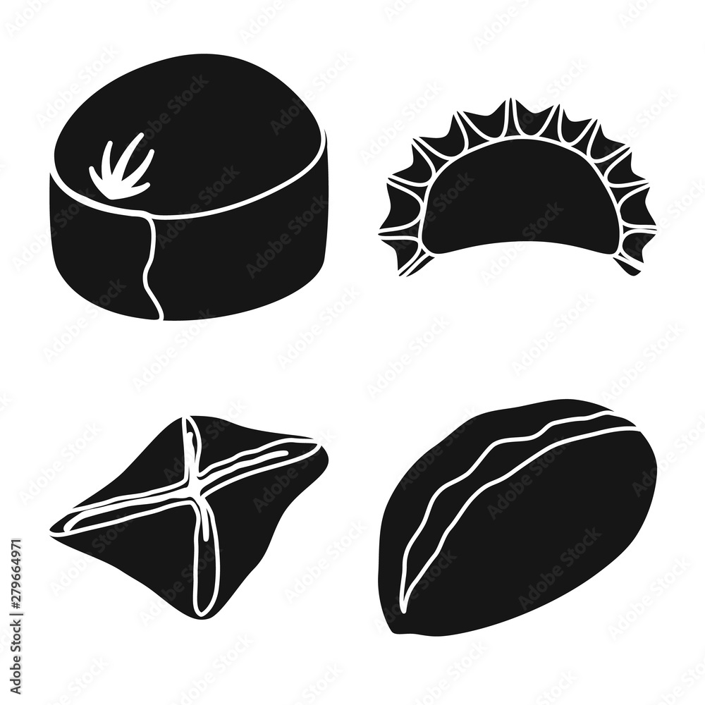 Vector illustration of cuisine and appetizer symbol. Collection of cuisine and food stock symbol for web.