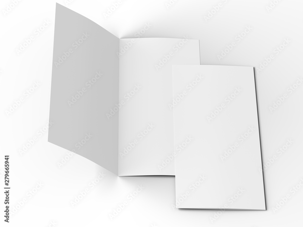 Leaflet folded to DL format - mock up - 3d illustartion